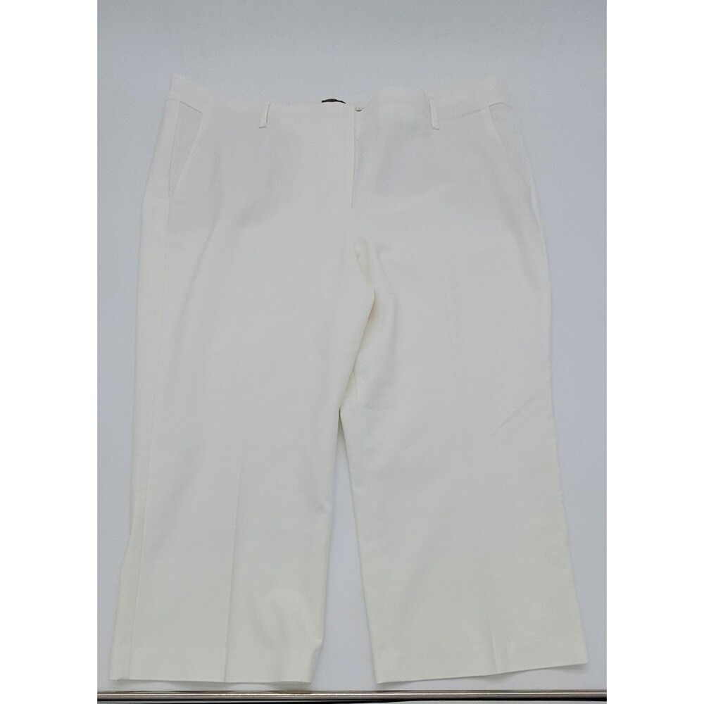 Talbots Pants Womens 20 White Chelsea Linen Cropped Capri Lined Summer Casual